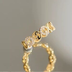 Gold Designer Ring with Crystal Accents